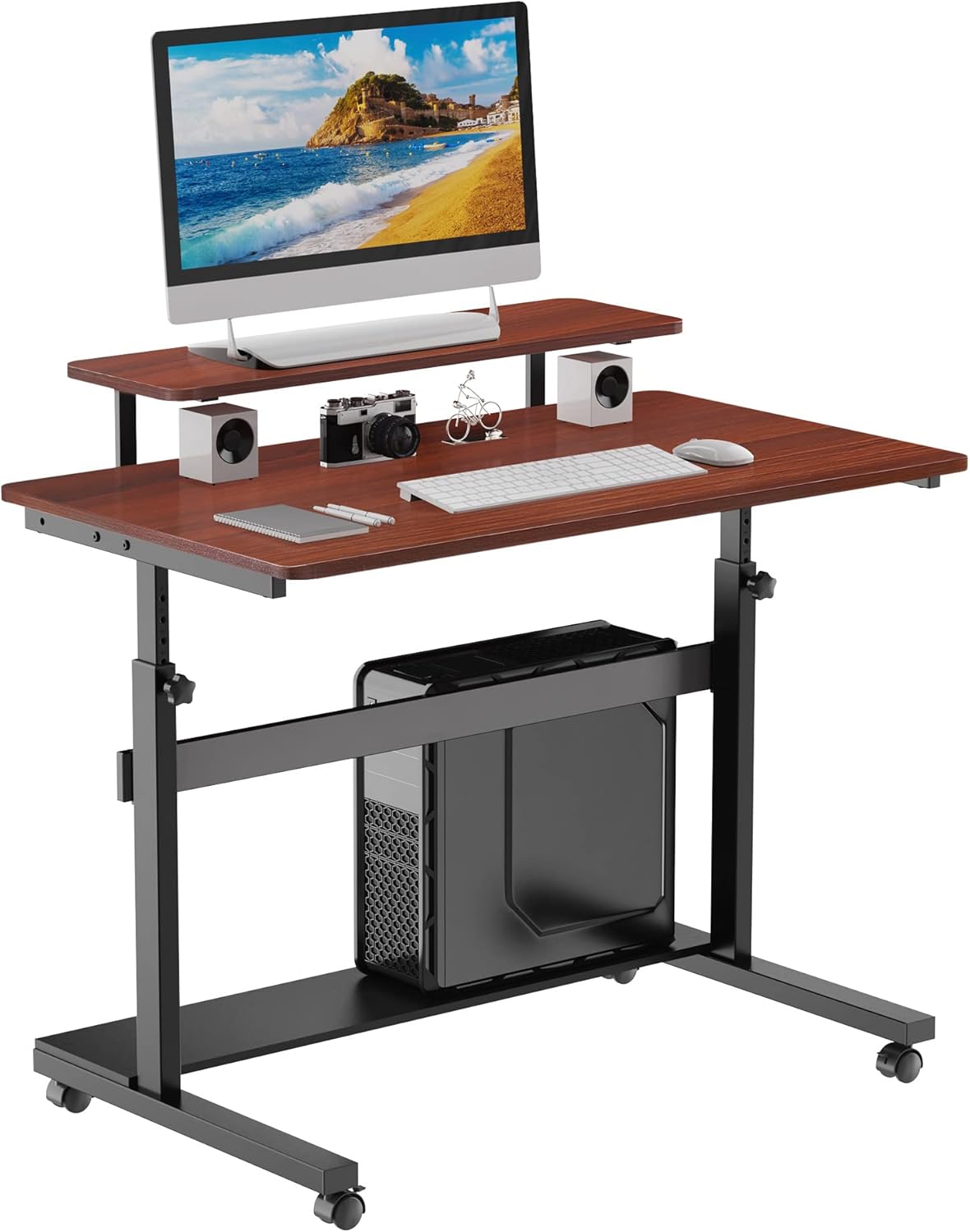 Black Height Adjustable Standing Desk with Detachable Hutch 41" B831