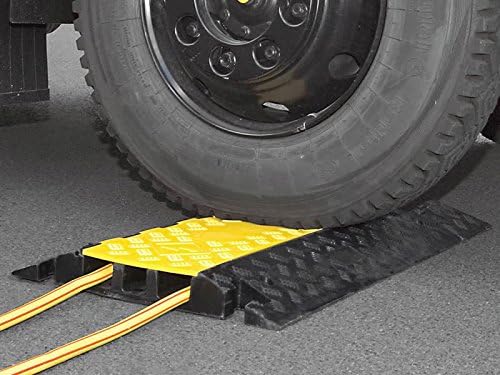 Heavy Duty Cable Protector Ramp 1 Channel 38.5" Long Black Yellow D7500