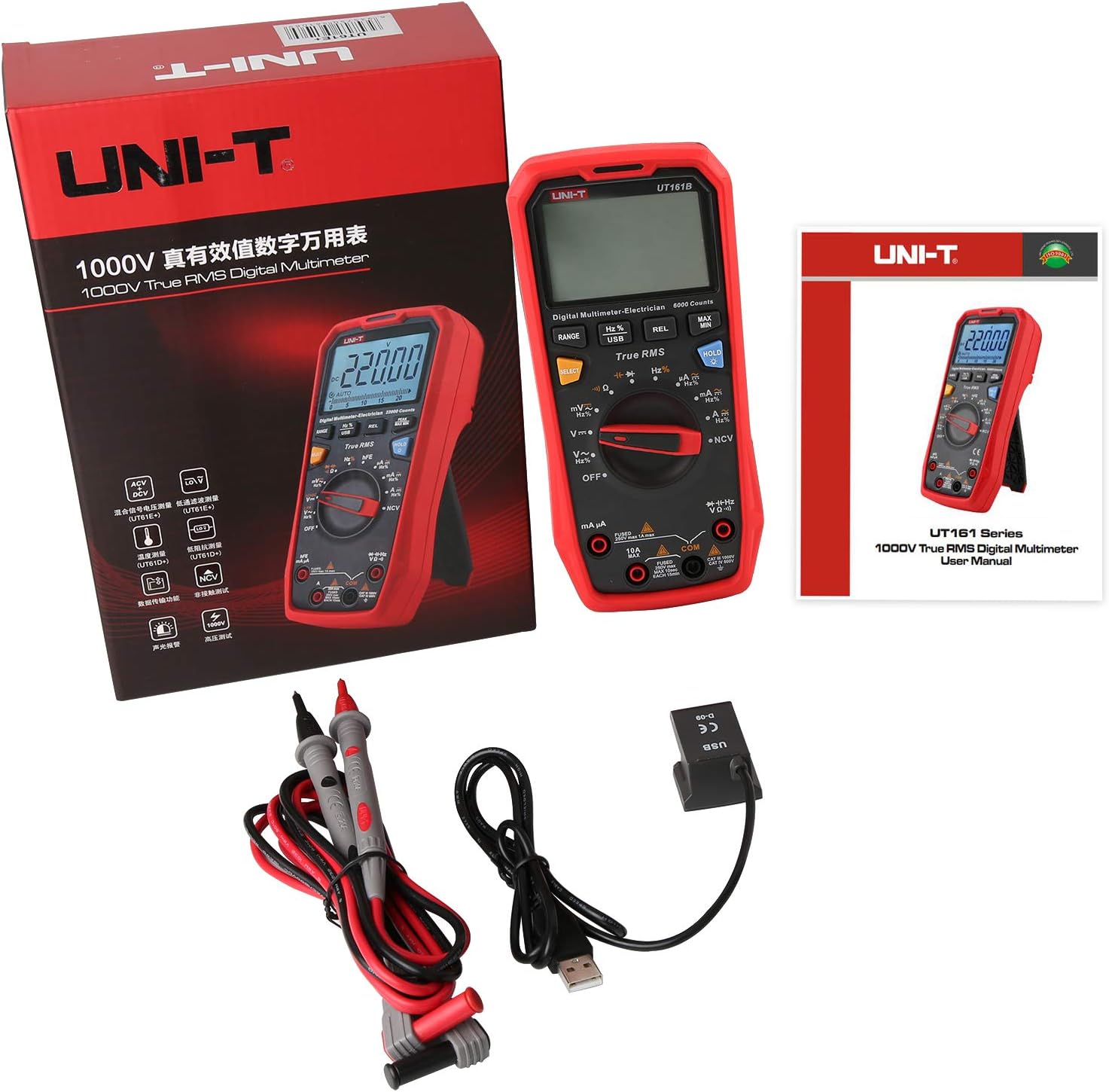 Digital Multimeter True RMS 6000 Counts 1000V AC/DC NCV Pack of 2 L39047