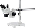 Trinocular Stereo Microscope, 10X/20X/40X Magnification, 2X/4X Objective, Single-Arm Boom Stand, 0.5x Barlow Lens C654644