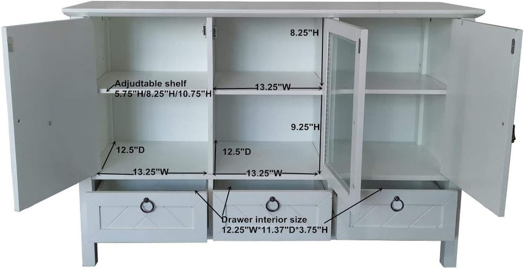 White Sideboard Buffet Console Table Storage Cabinets Z563334