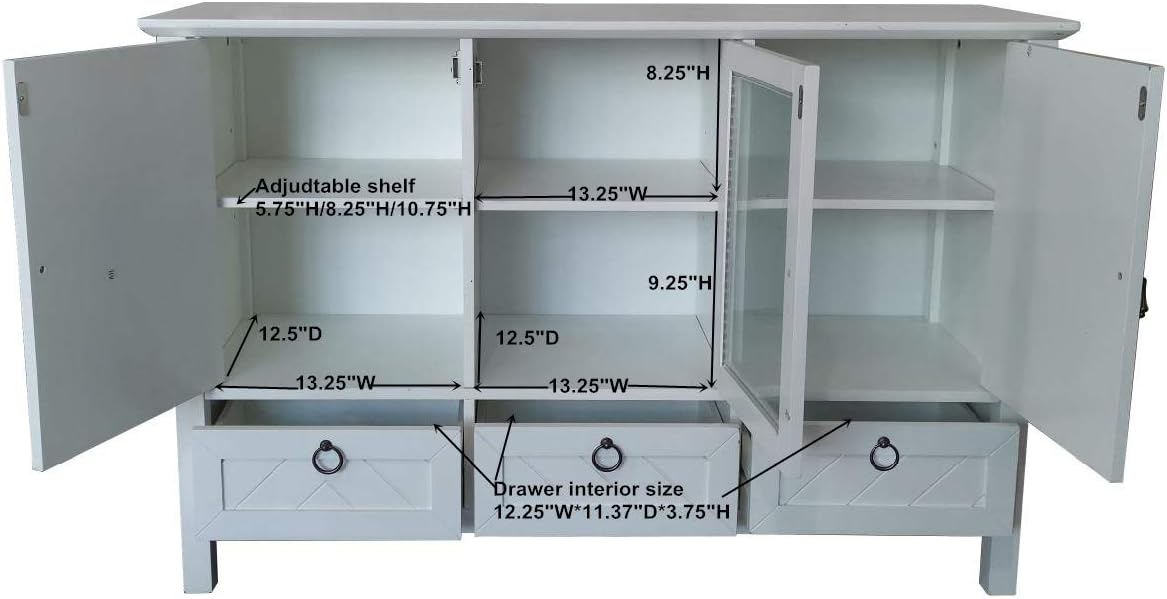White Sideboard Buffet Console Table Storage Cabinets Z563334