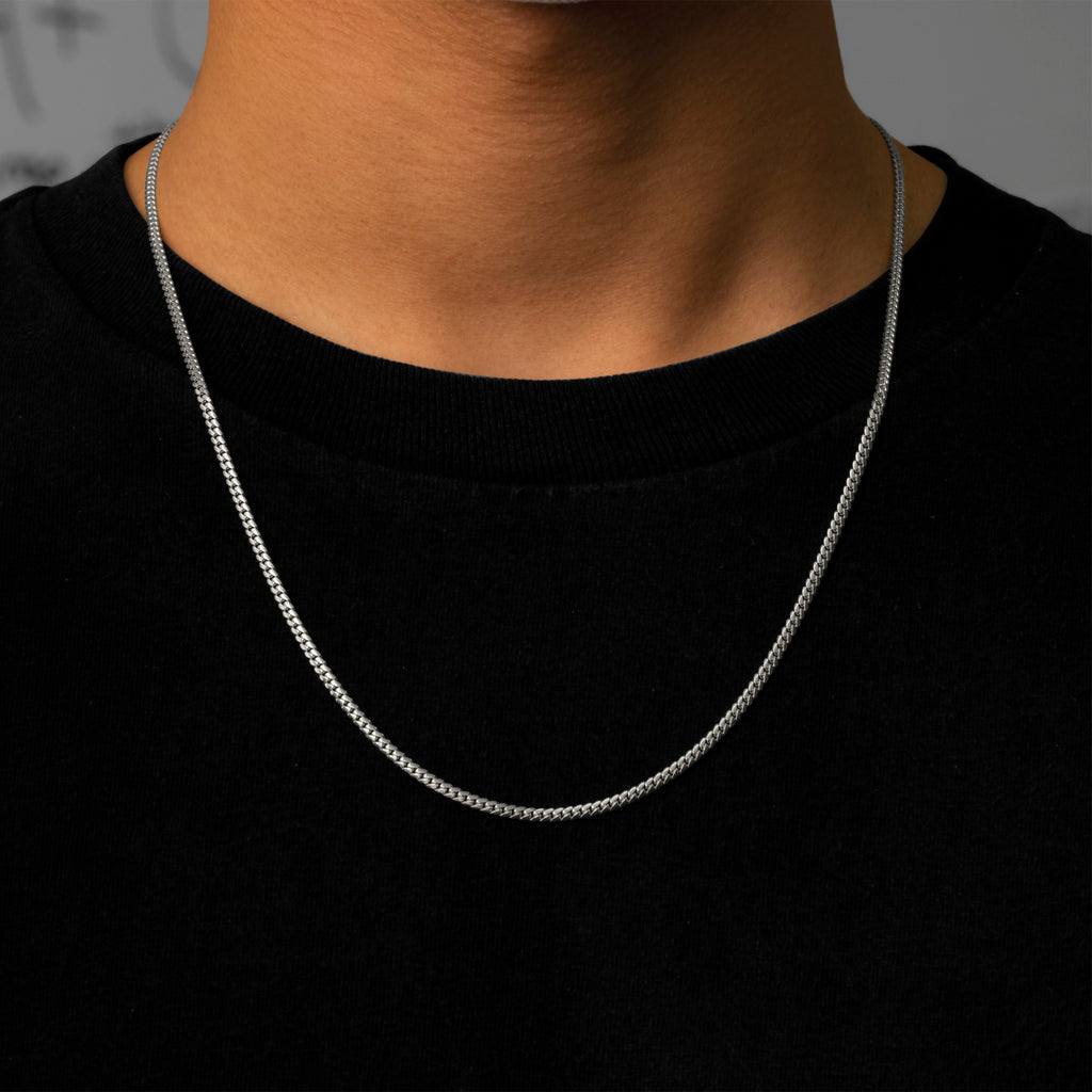 10k White Gold Miami Cuban Link Chain Necklace with Lobster Lock (28") K280