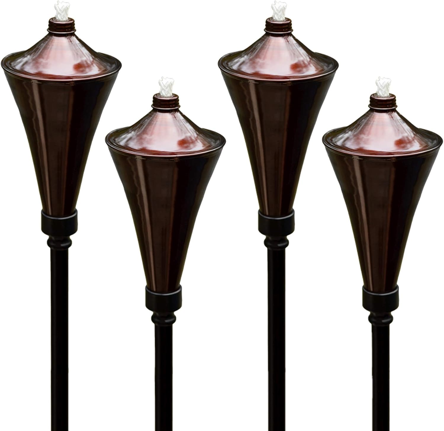 4-in-1 Outdoor Garden Torches with Table Top Stands and Deck Mounts (4-Pack, Caramel) V6639
