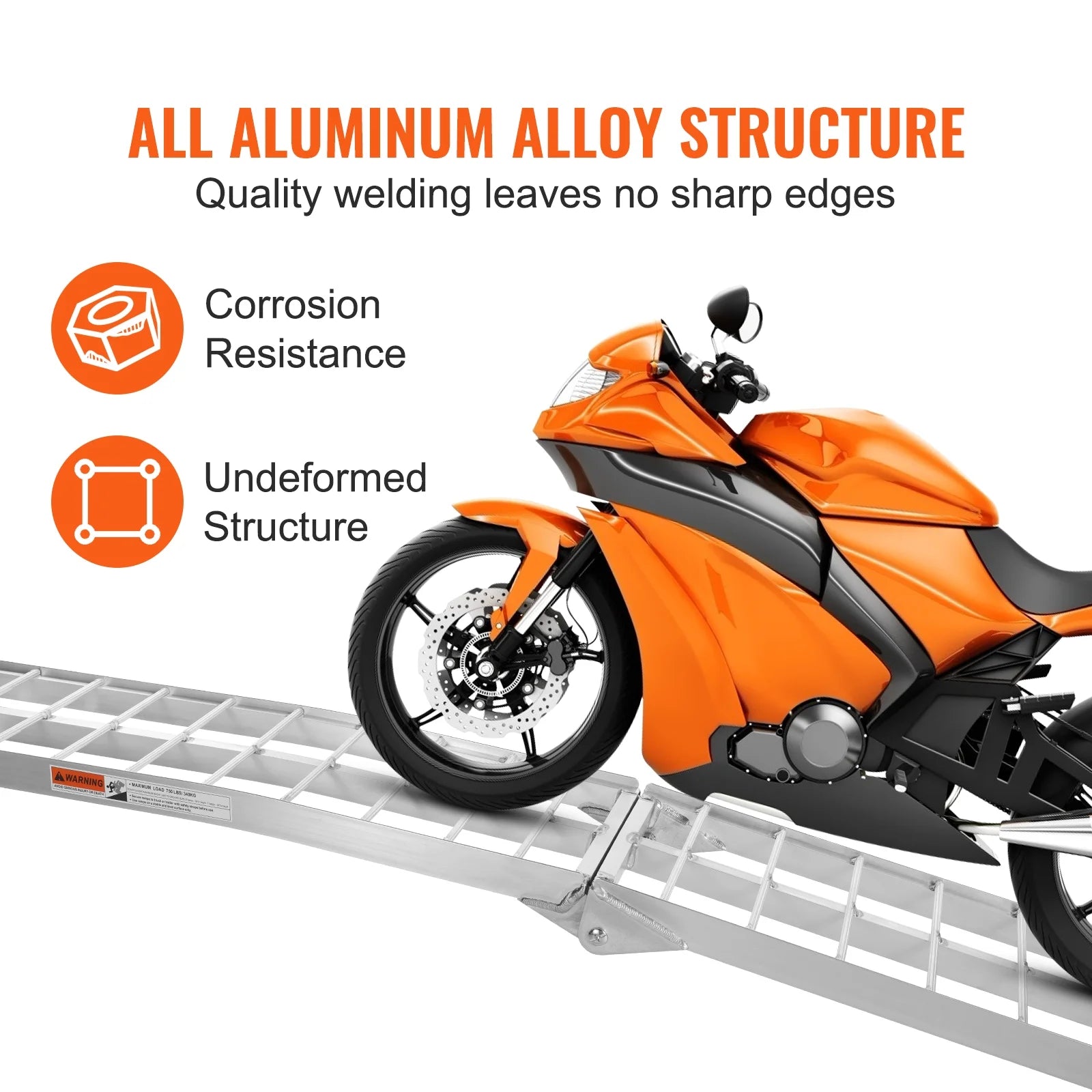 Aluminum Loading Ramp 750 lbs Foldable Non-slip Truck Ramps E22855