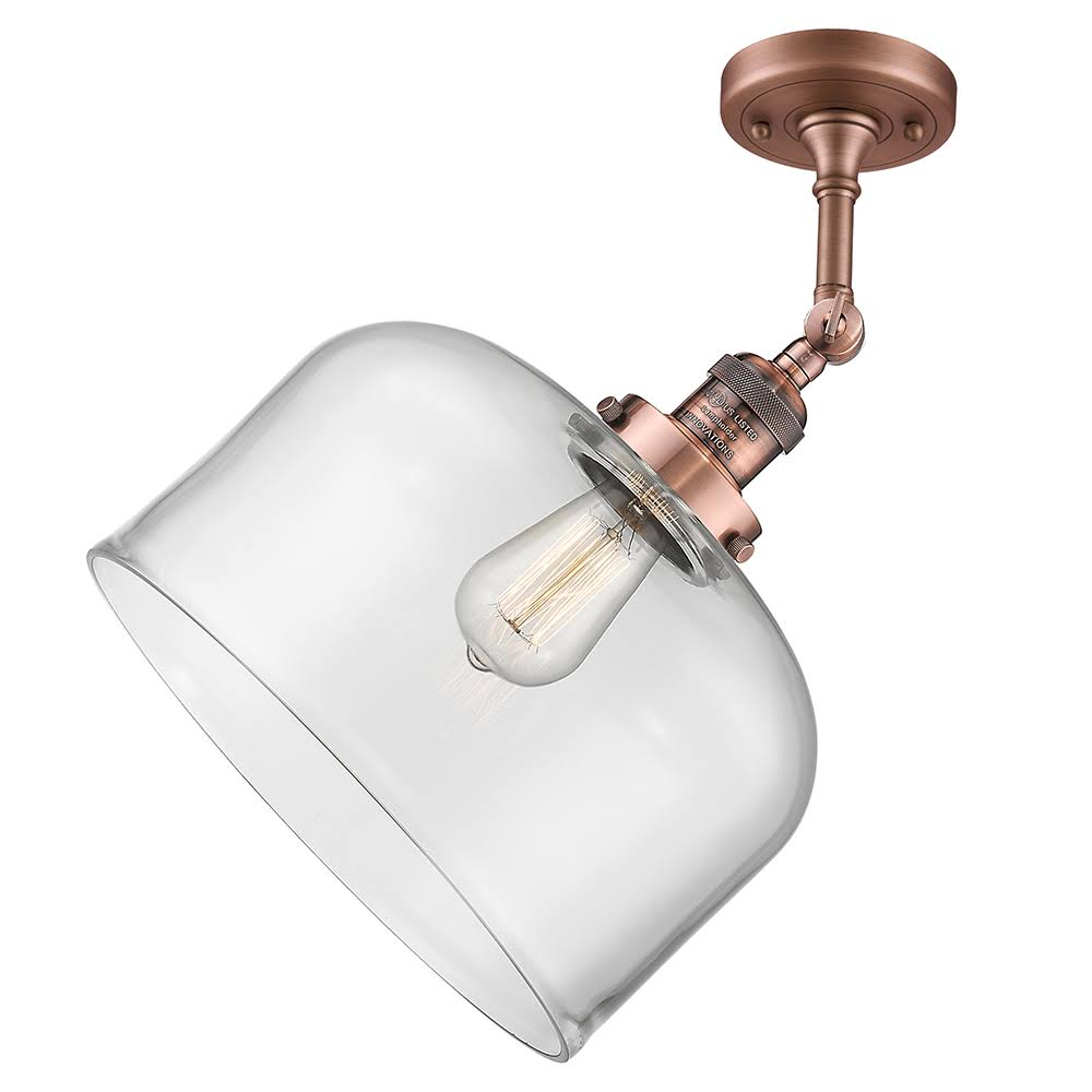 Large Bell Semi Flush Mount LED Antique Brass U99040