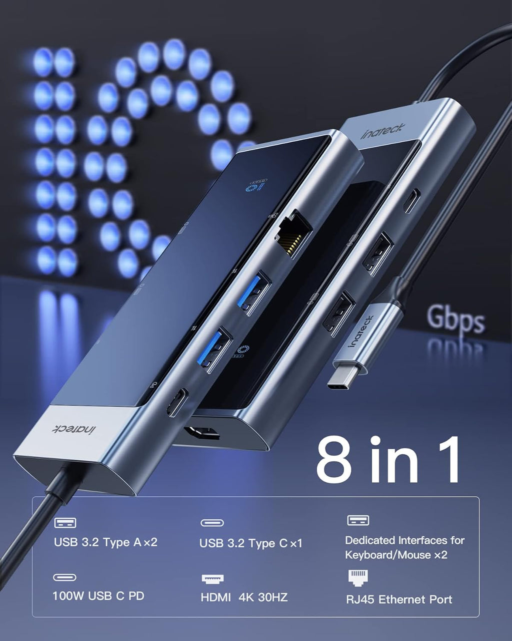 USB C Hub with 8 Ports, Pack of 2 R7003