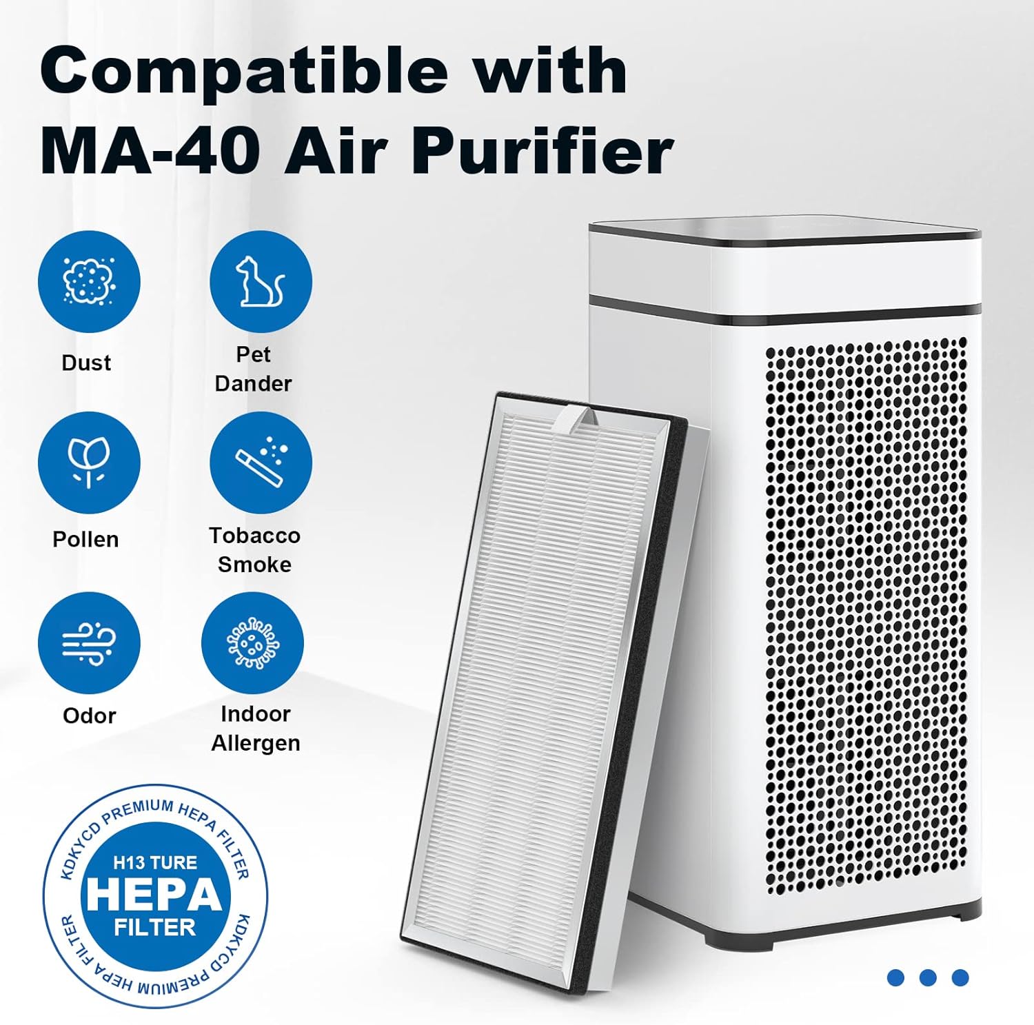 2 Packs H13 True HEPA Replacement Filters with Activated Carbon Filter J74486