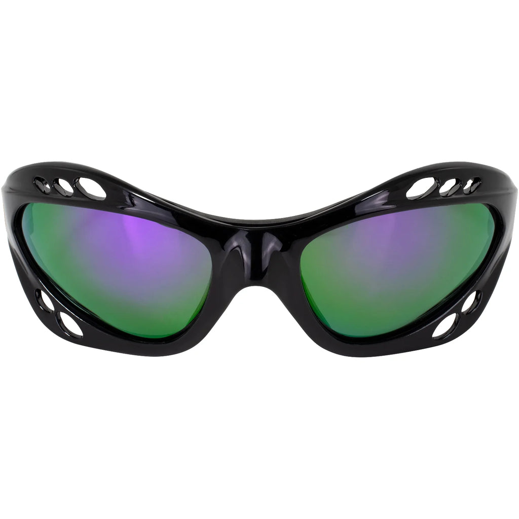 3 Pairs Padded Polarized Sunglasses w/Strap Silver Frame w/Smoke Lens & Black Frames w/Blue & Purple Mirror Lenses O99935