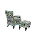 Botanical Velvet Arm Chair and Ottoman H3091