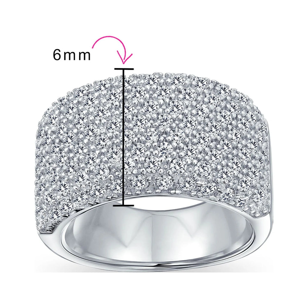 Wide Pave CZ Band Ring .925 Sterling Silver K93268