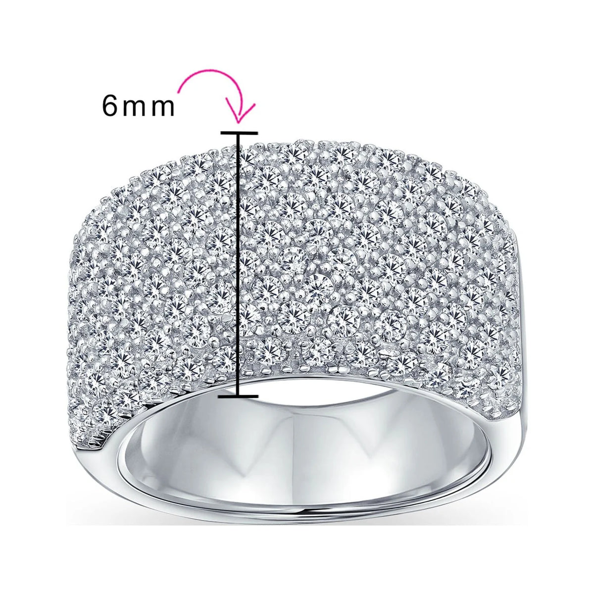 Wide Pave CZ Band Ring .925 Sterling Silver K93268