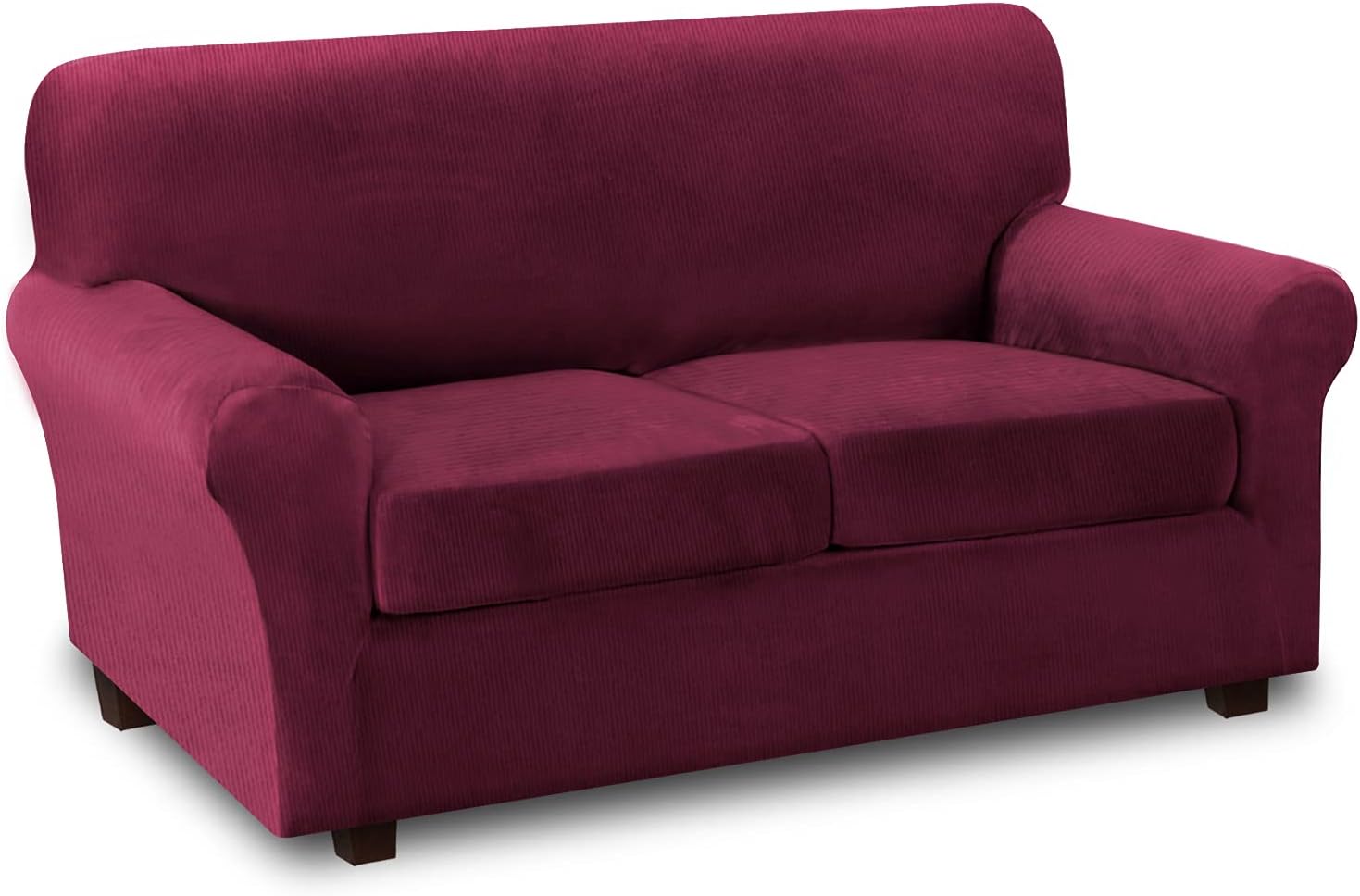 Thick Striped Velvet 4 Piece Stretch Sofa Slipcovers K4762