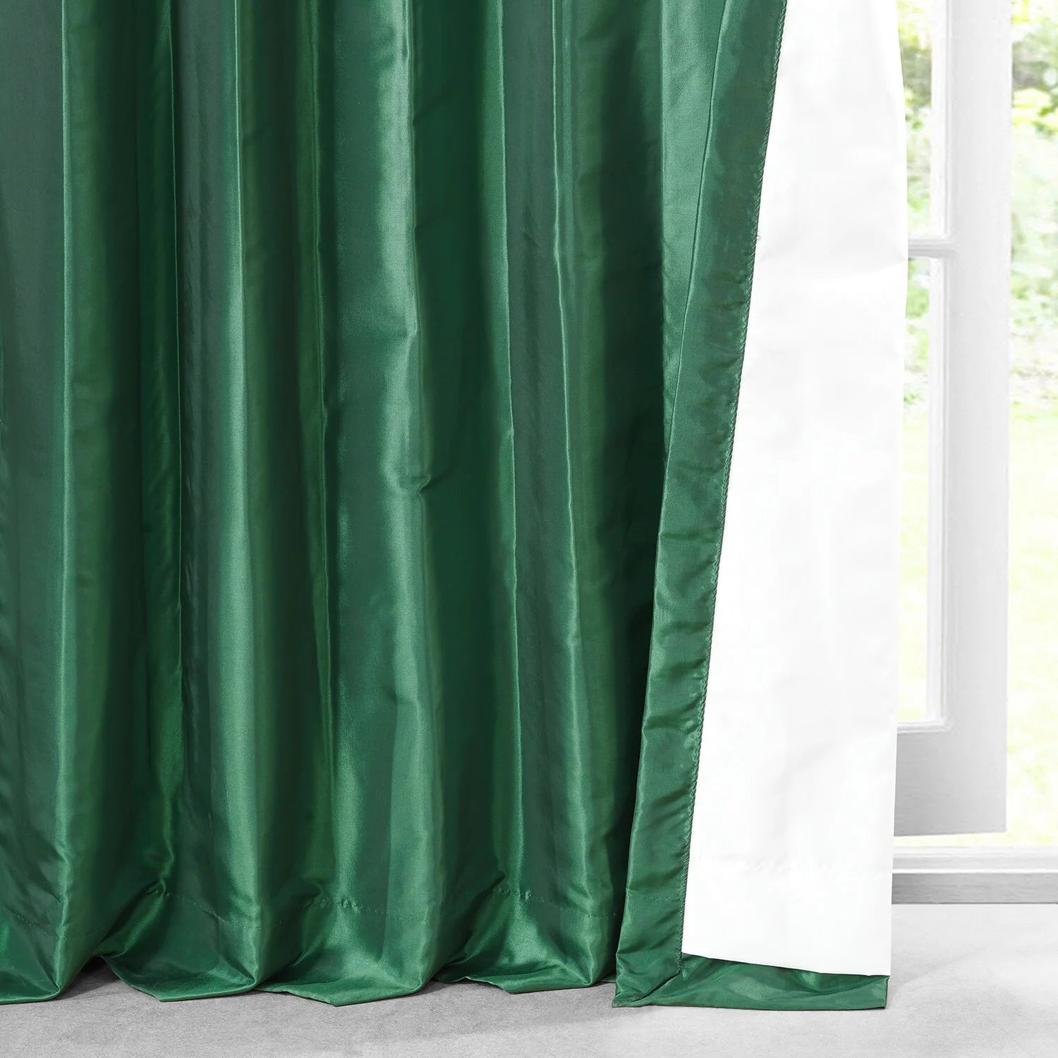 Emerald Green Faux Silk Taffeta Curtain 1 Panel 50W X 96L M60190