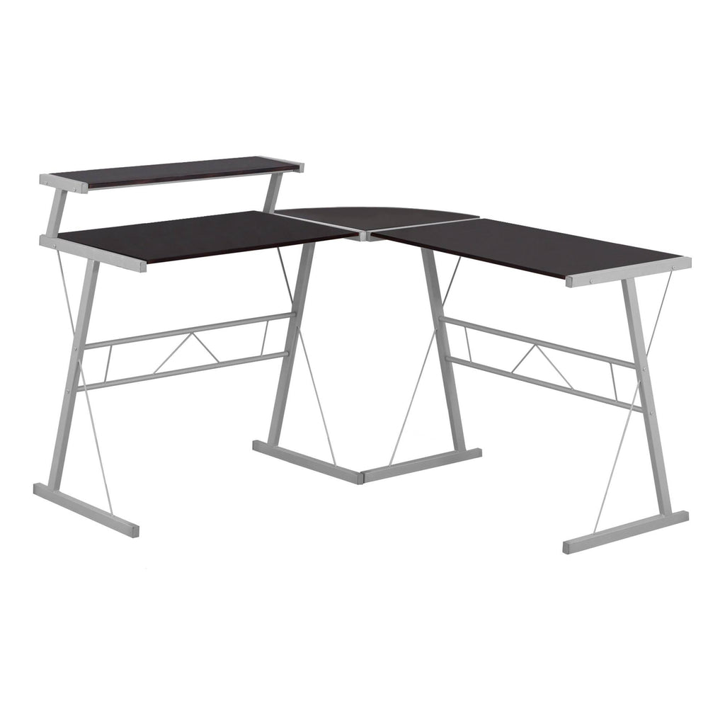 Cappuccino Top Silver Metal Computer Desk B294