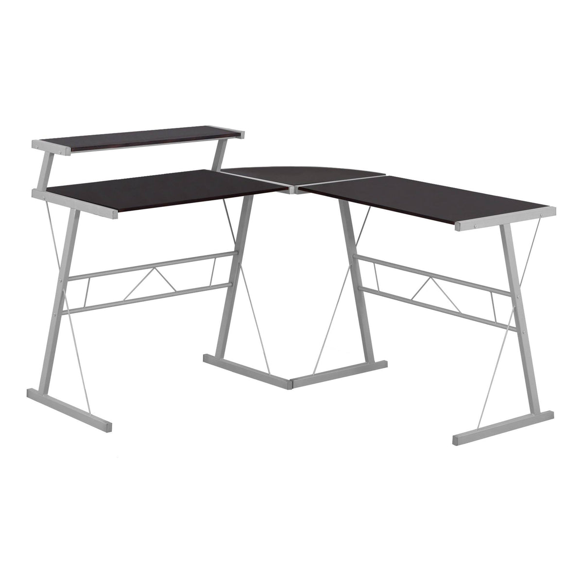 Cappuccino Top Silver Metal Computer Desk B294