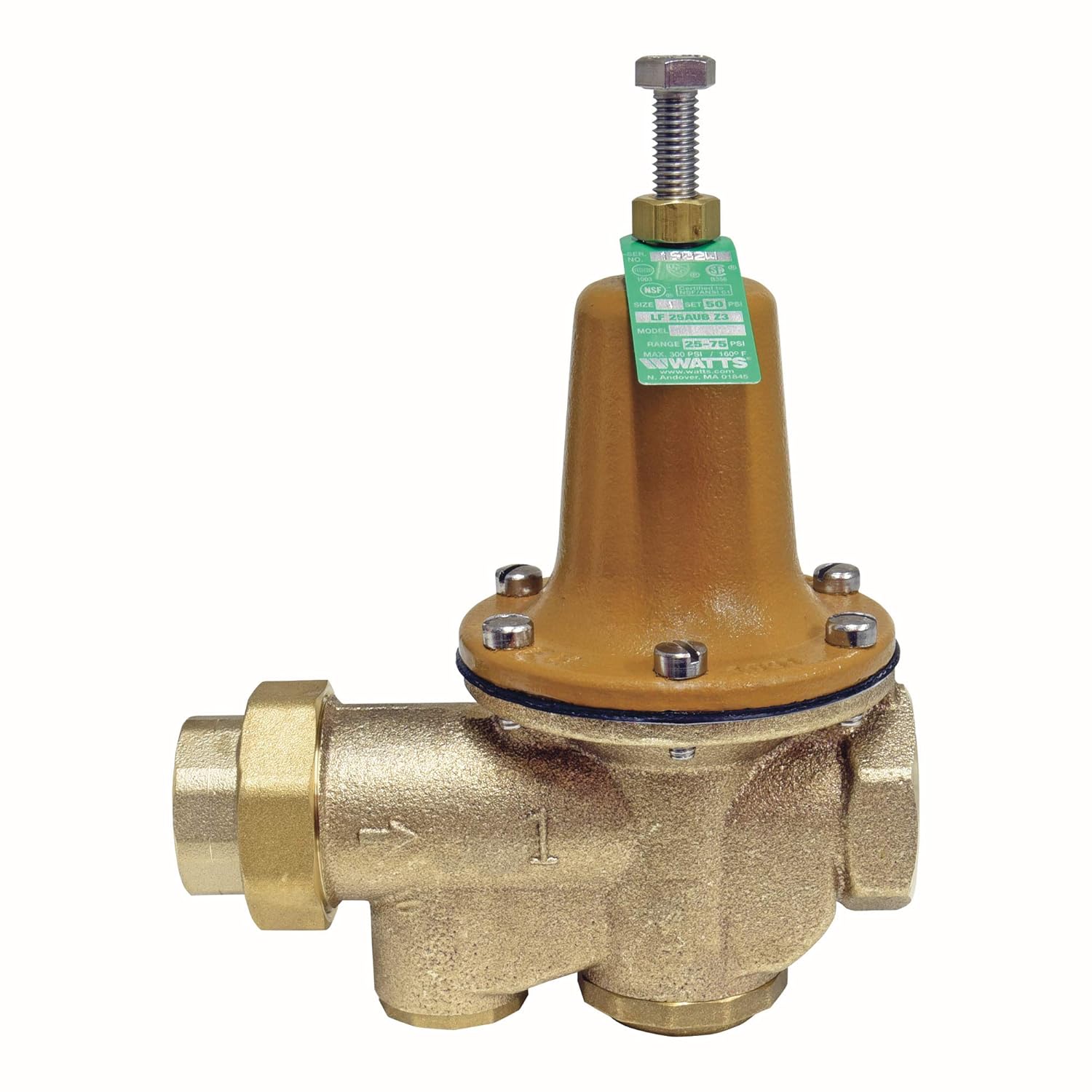 Water Pressure Reducing Valve Union x NPT Female, 1 1/2 Inch, SS Seat D25811