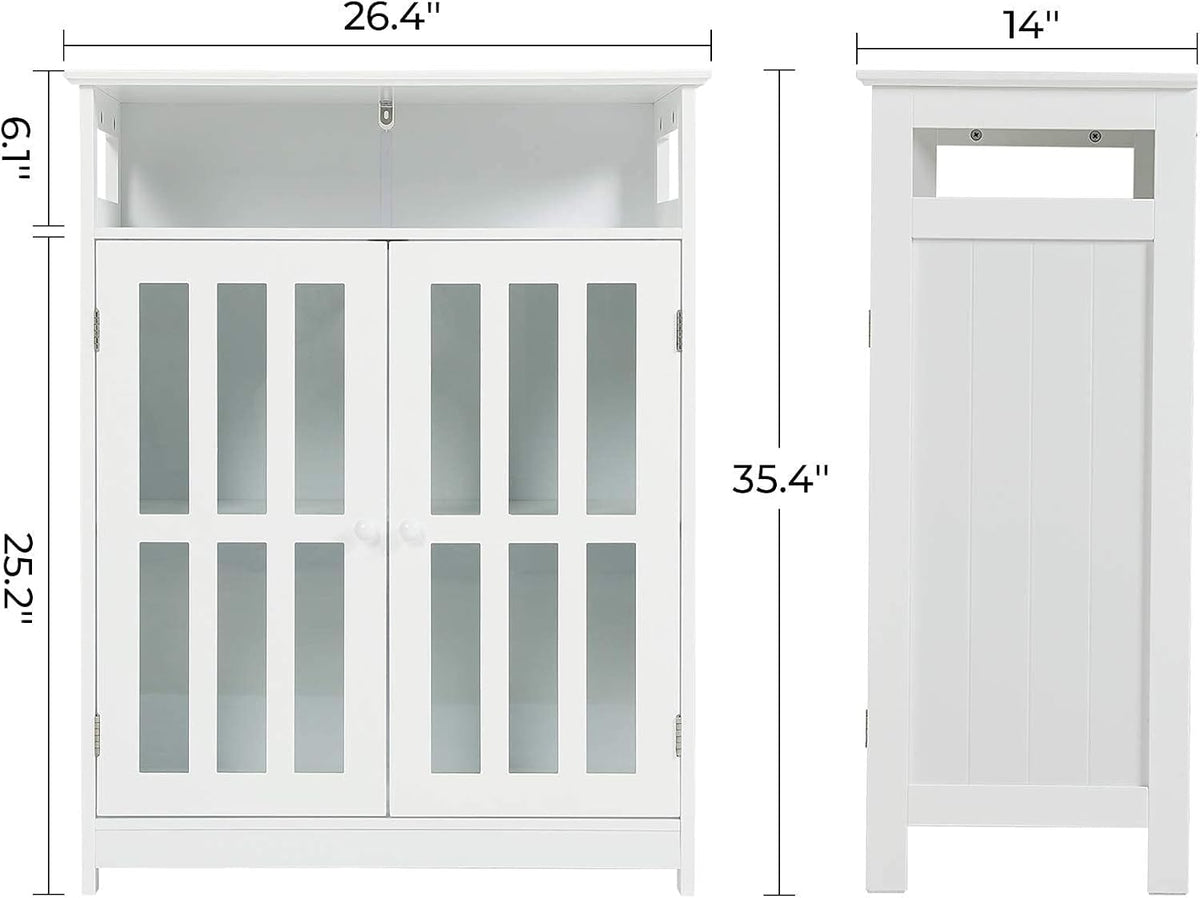 White Utility Storage Cabinet with Tempered Glass Doors and Adjustable Shelf W47751