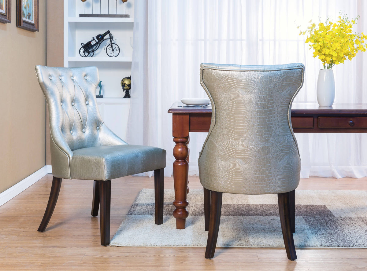 Silver Tufted Dining Side Chair Set of 2 N278247