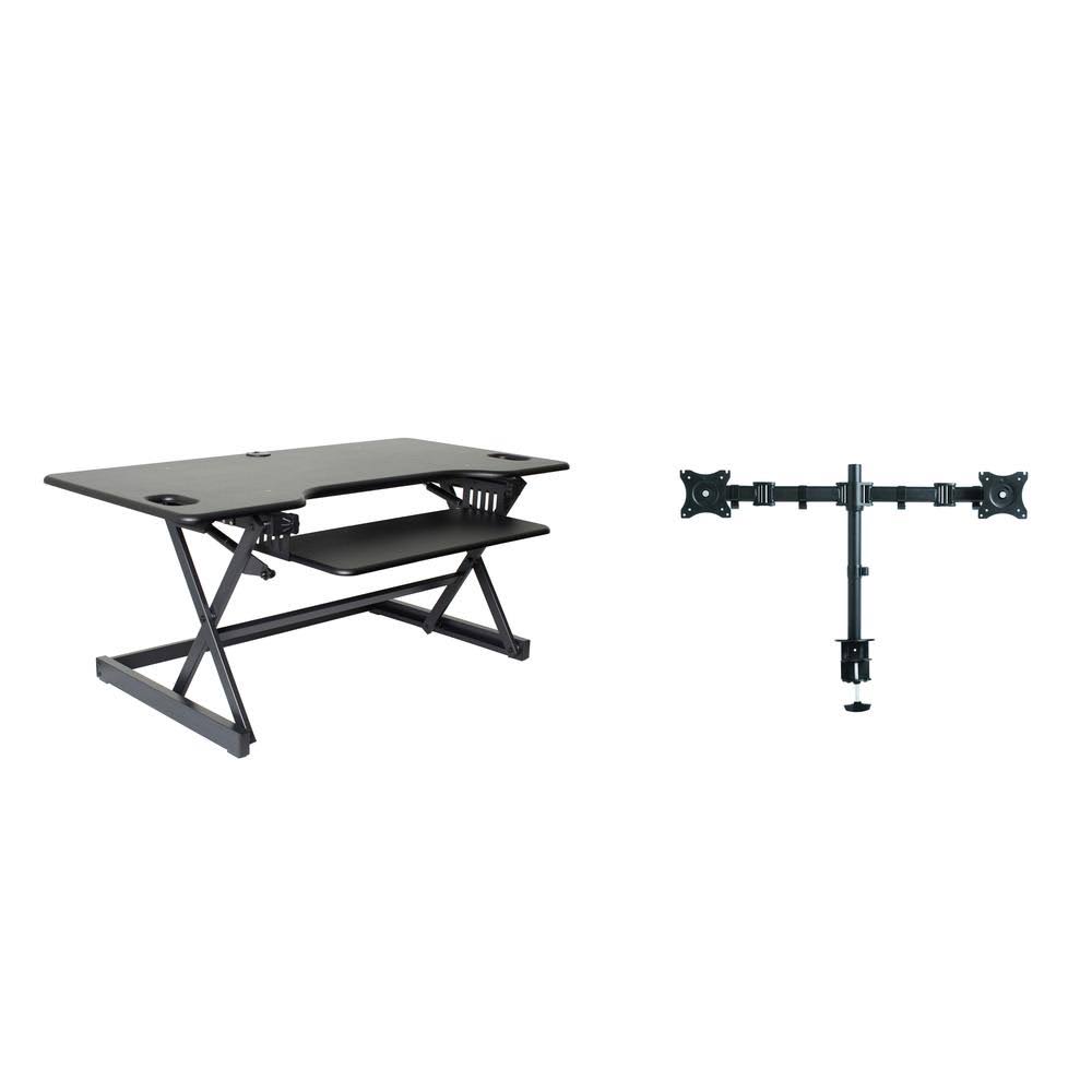 Height Adjustable Standing Desk Converter with Double Monitor Mount J5801