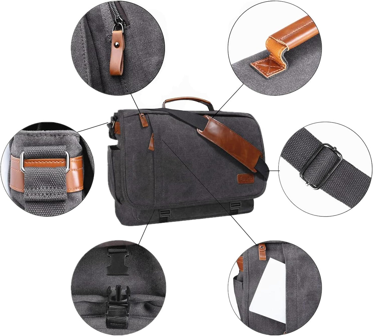 Canvas Laptop Shoulder Bag 17-17.3 Inch Water-resistance U1705