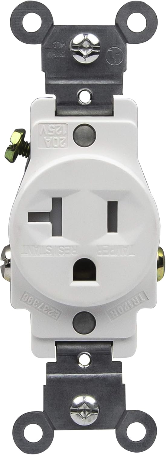 20 Amp 250V Duplex Receptacle, White, Pack of 2 M1153