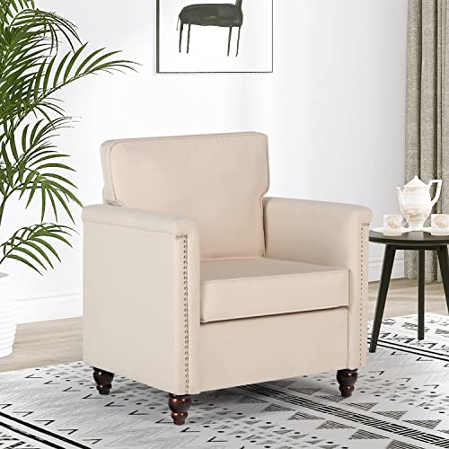 Beige Fabric Accent Chairs Set of 2 A105