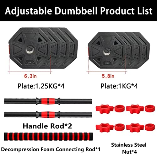 Adjustable Dumbbells Set, 20/30/40/60/80lbs Non-Rolling Hexagon F53357