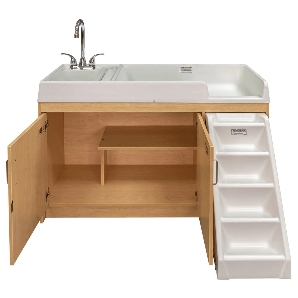 Maple Laminated Wood Baby Changing Table with Built-In Sink G226