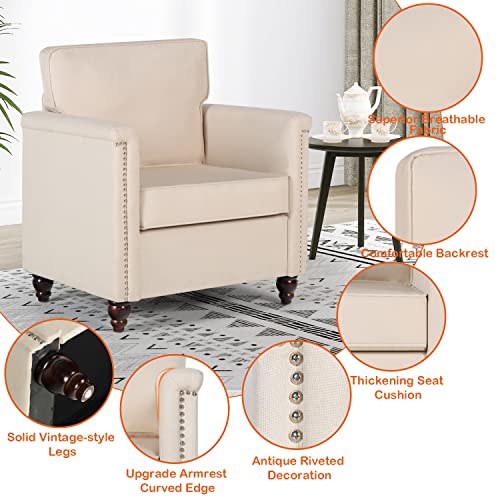 Beige Fabric Accent Chairs Set of 2 A105