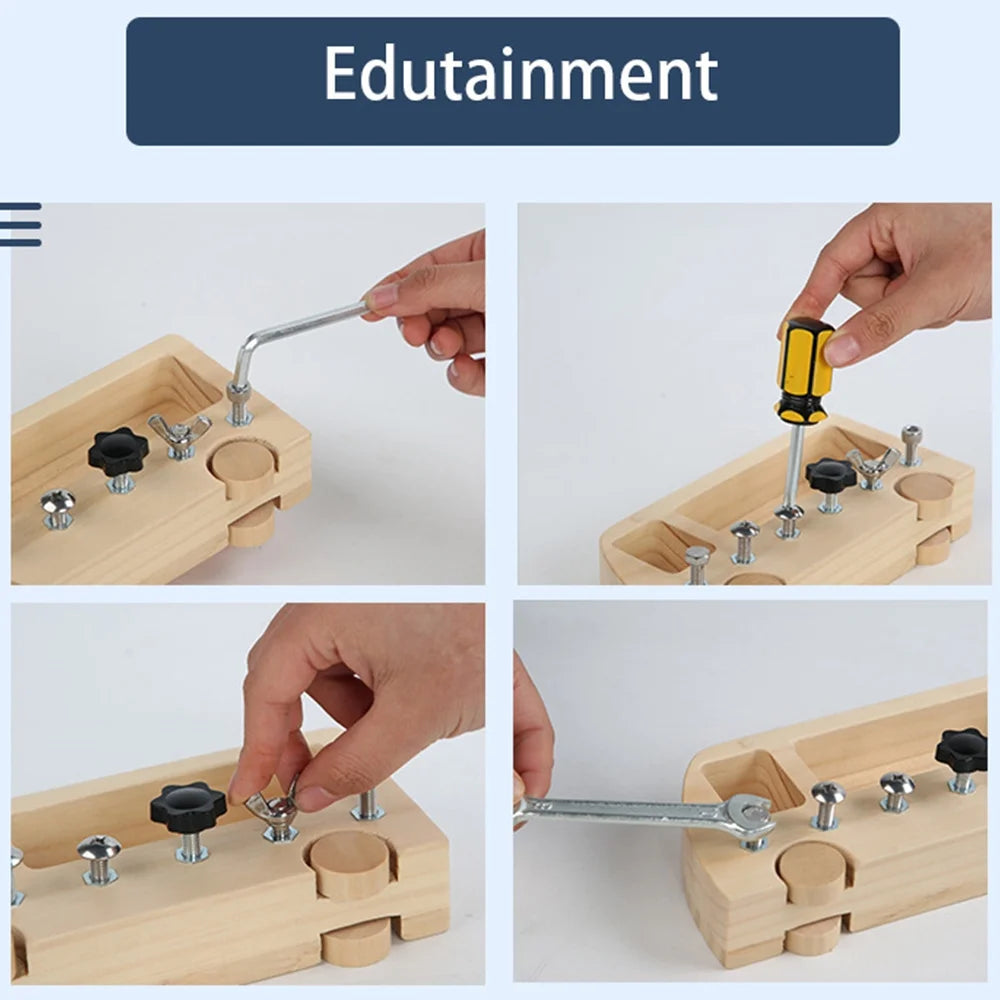 Montessori Screw Driver Board Wooden Busy Bus Sensory Toy Z8633