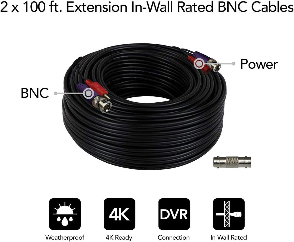 100 ft. in-Wall Rated Video/Power Camera Extension Cable with Extension Adapter (2-Pack) T11262