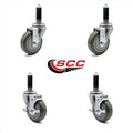 4 inch Gray Polyurethane Swivel Expanding Stem Caster Set 2 Brake J877932