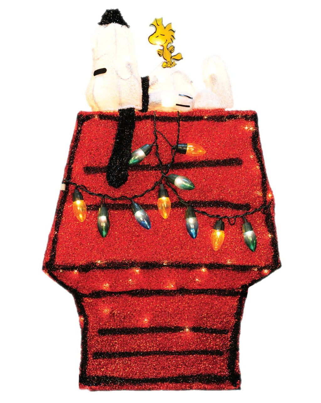 Pre-Lit Peanuts Dog House Christmas Yard Art Decoration with Clear Lights N120064