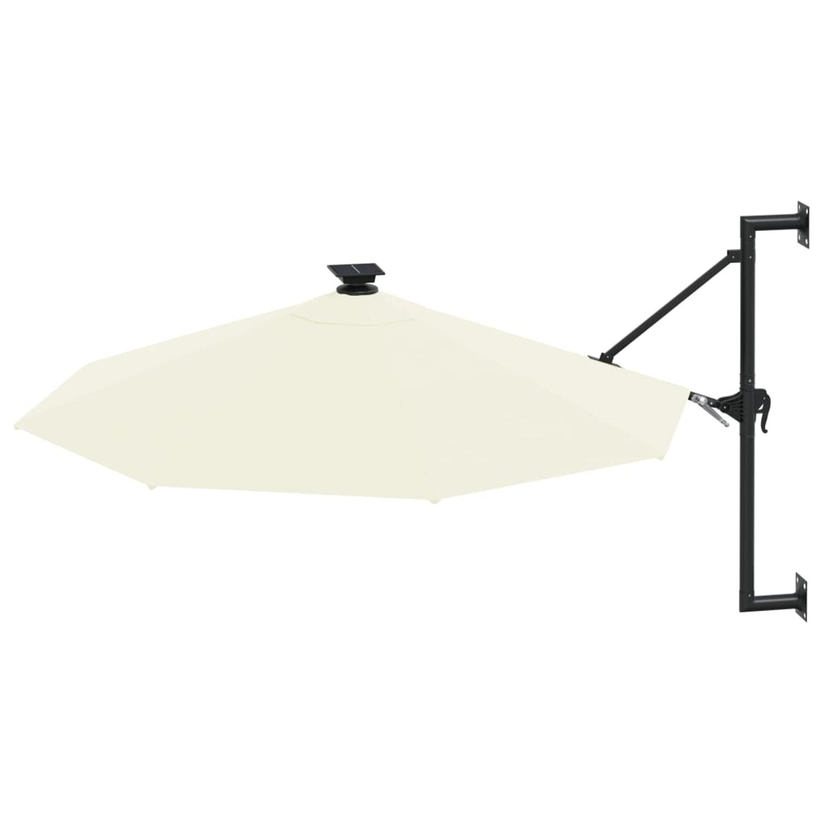 Wall Mounted Parasol with LEDs and Metal Pole Garden Folding Umbrella Sand 118.1 x 51.6 Inches G579061