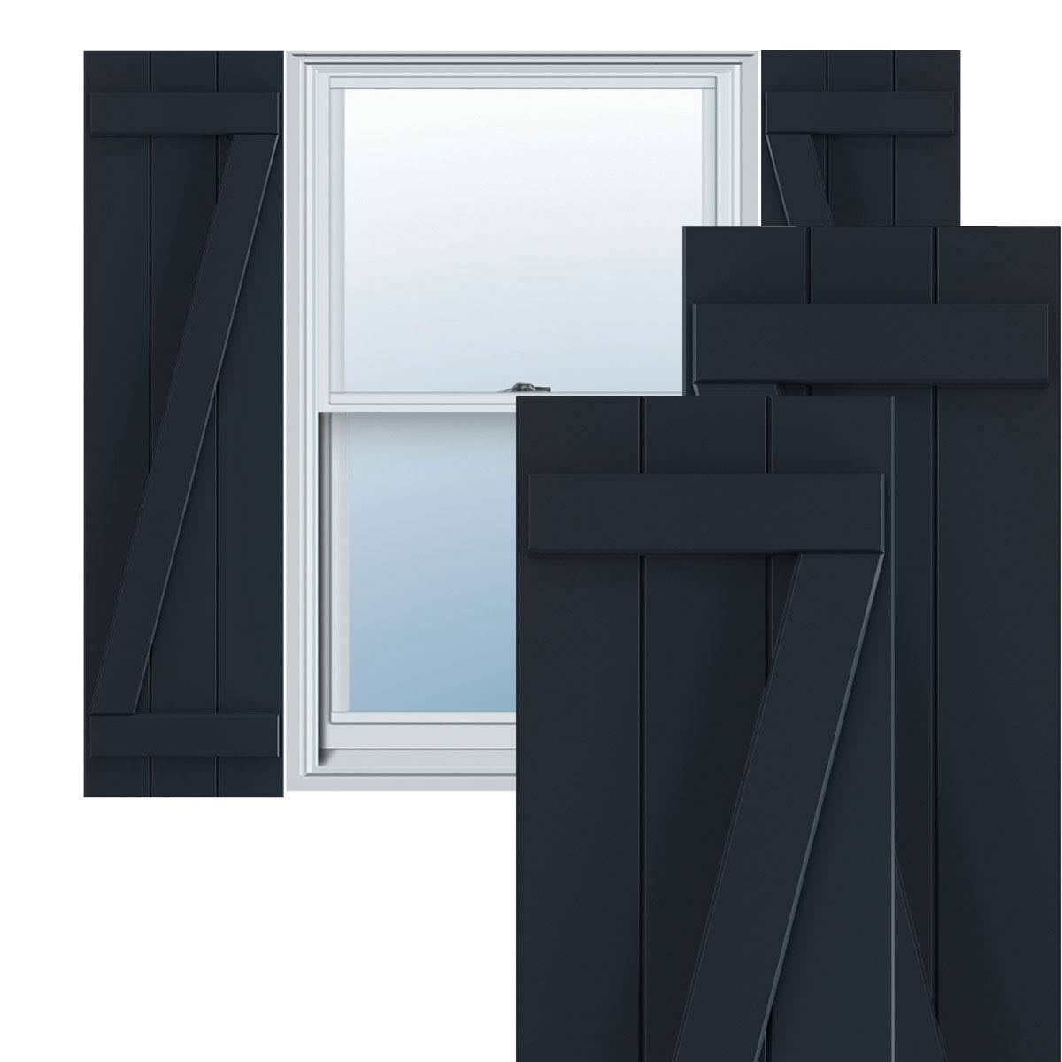 16-1/8x22 x 58x22 PVC Three Board Joined Board and Batten Shutters w/Z-Bar, Starless Night Blue D924