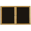 2 Door Enclosed Black Felt Changeable Letter Board with Red Oak Frame C76719
