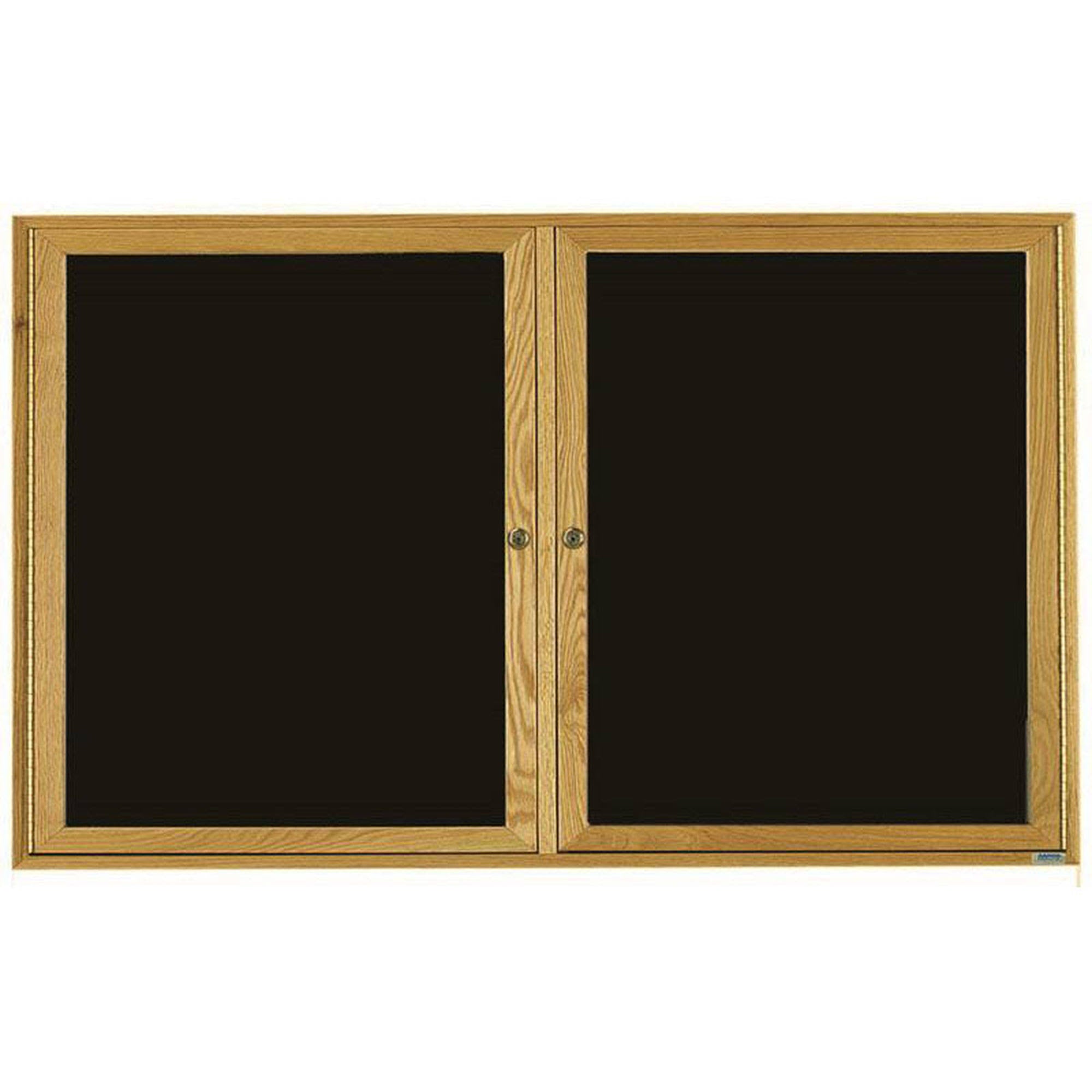 2 Door Enclosed Black Felt Changeable Letter Board with Red Oak Frame C76719
