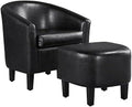 Black PU Leather Accent Chair with Ottoman Footrest Set H9448