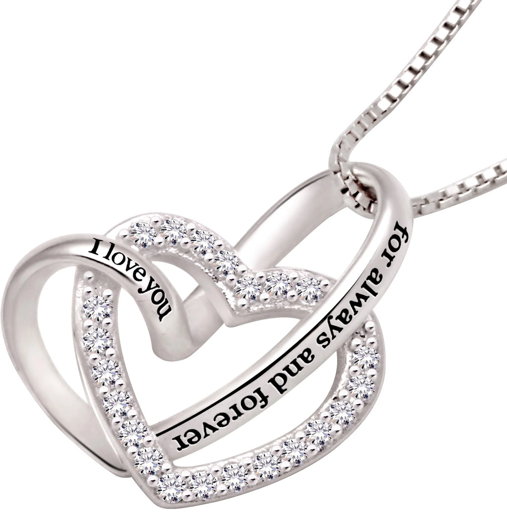 Sterling Silver Cubic Zirconia Love Heart Necklace F217
