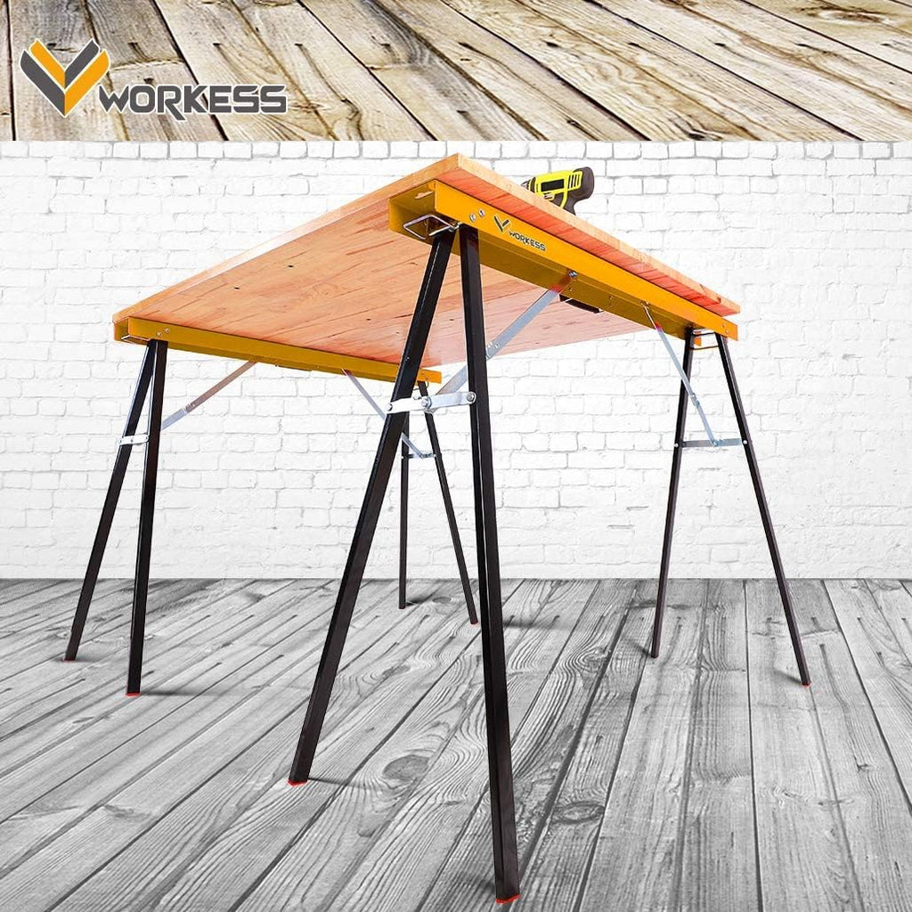 Twin Pack Portable Folding Sawhorse, 275 LBS Capacity Each X4930