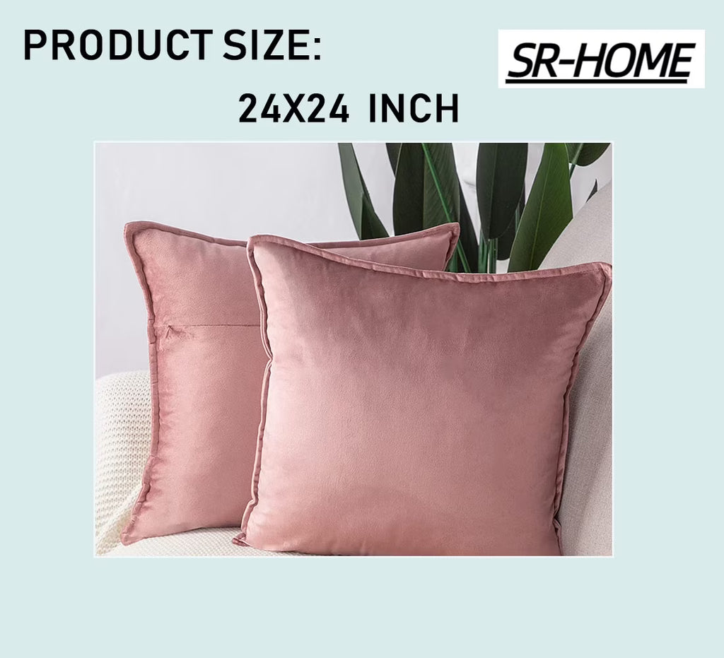 Set of 2 Super Soft Velvet Decorative Throw Pillow Covers Square with Fringe Cushion Case Y2760