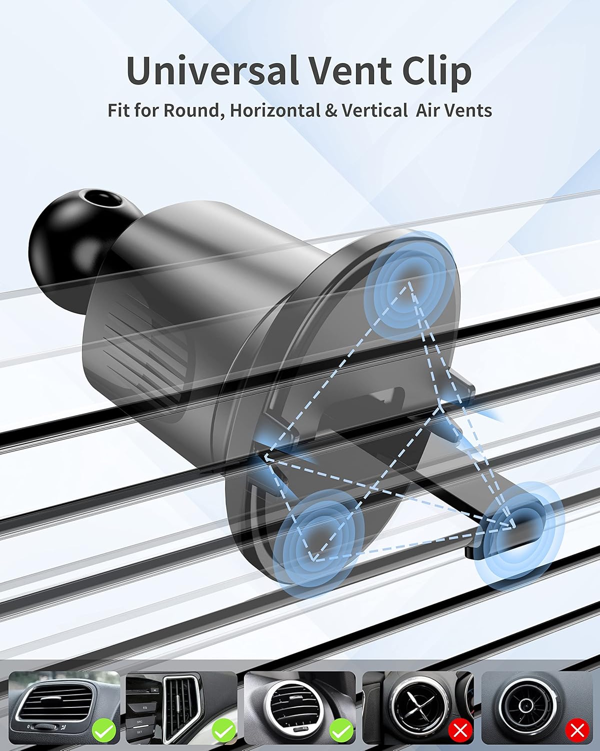 Universal Air Vent Clip Car Mount with Joint Ball Pack of 2 S7861