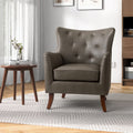 Grey Vegan Leather Wingback Accent Chair J7787