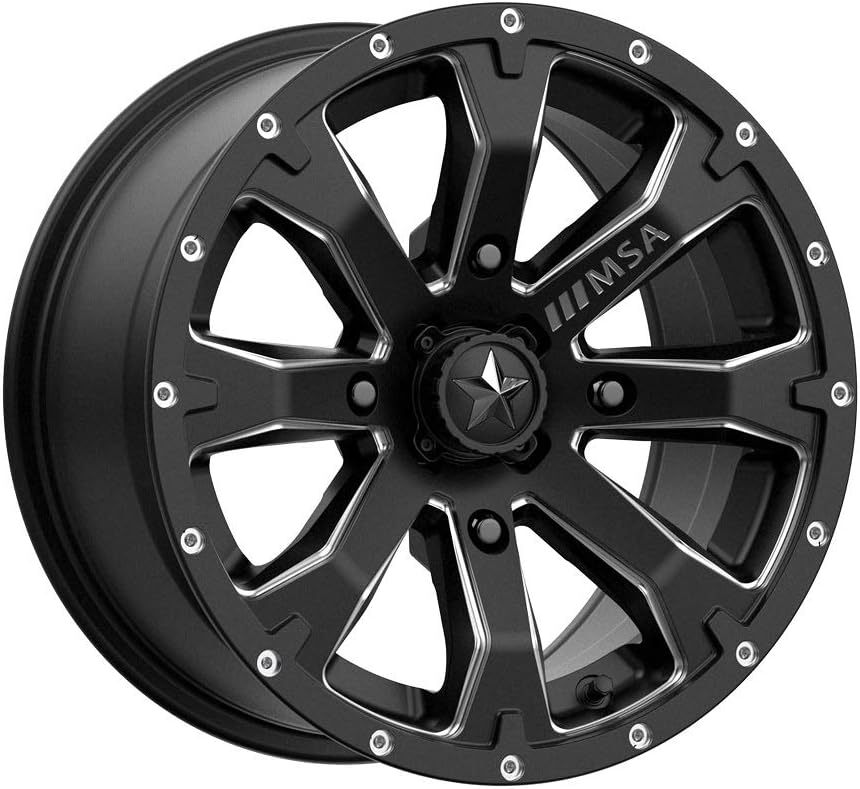 Bundle - 9 Items: 14 Wheels Black 32 Tires 4x137 Bolt Pattern 10mmx1.25 Lug Kit V649297