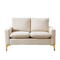 Cream Velvet Square Arm Loveseat E148188