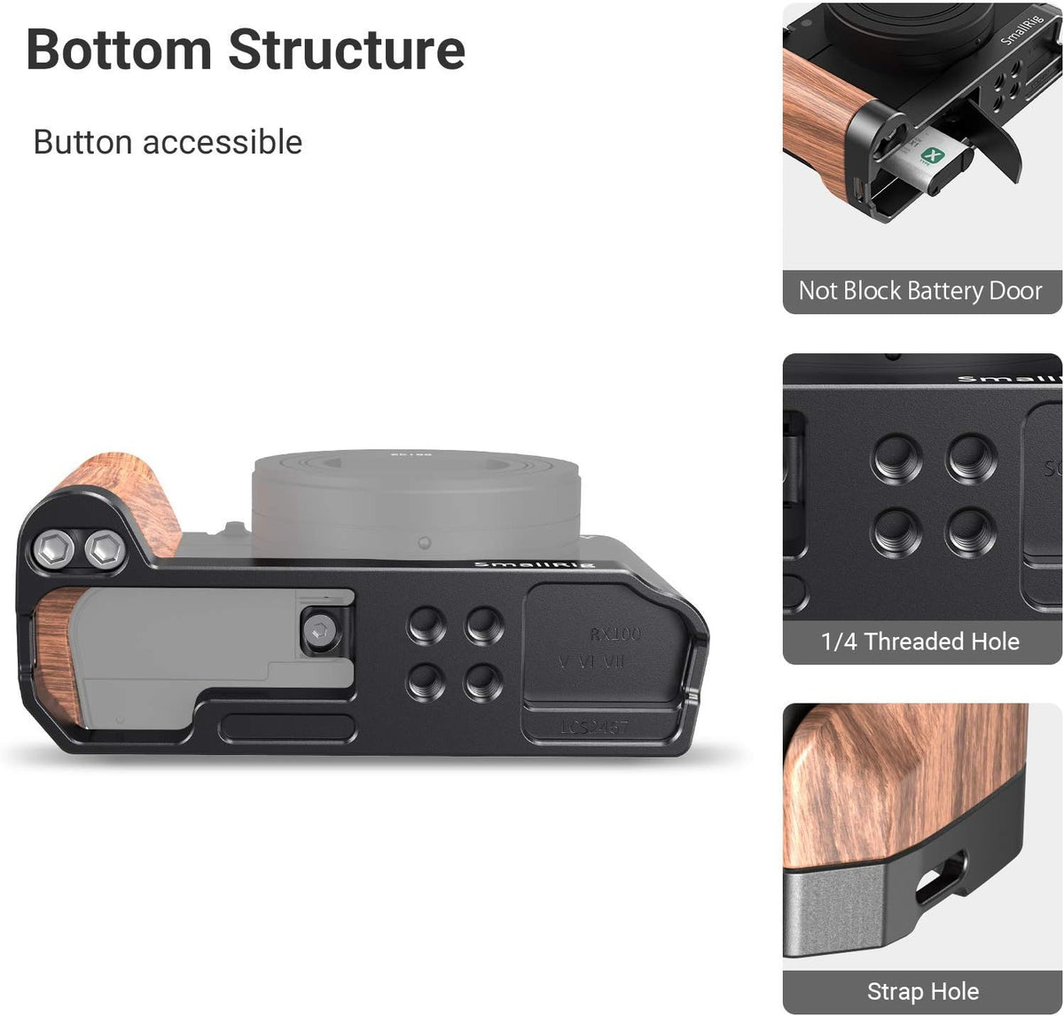 Wooden Grip L-Shape Bracket for RX100 Camera F216