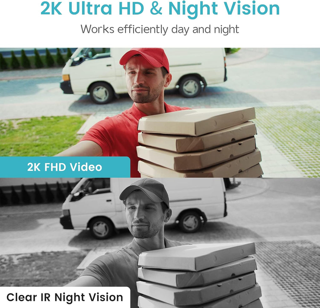 2K Resolution WiFi Video Doorbell Camera with Wireless Chime X466097