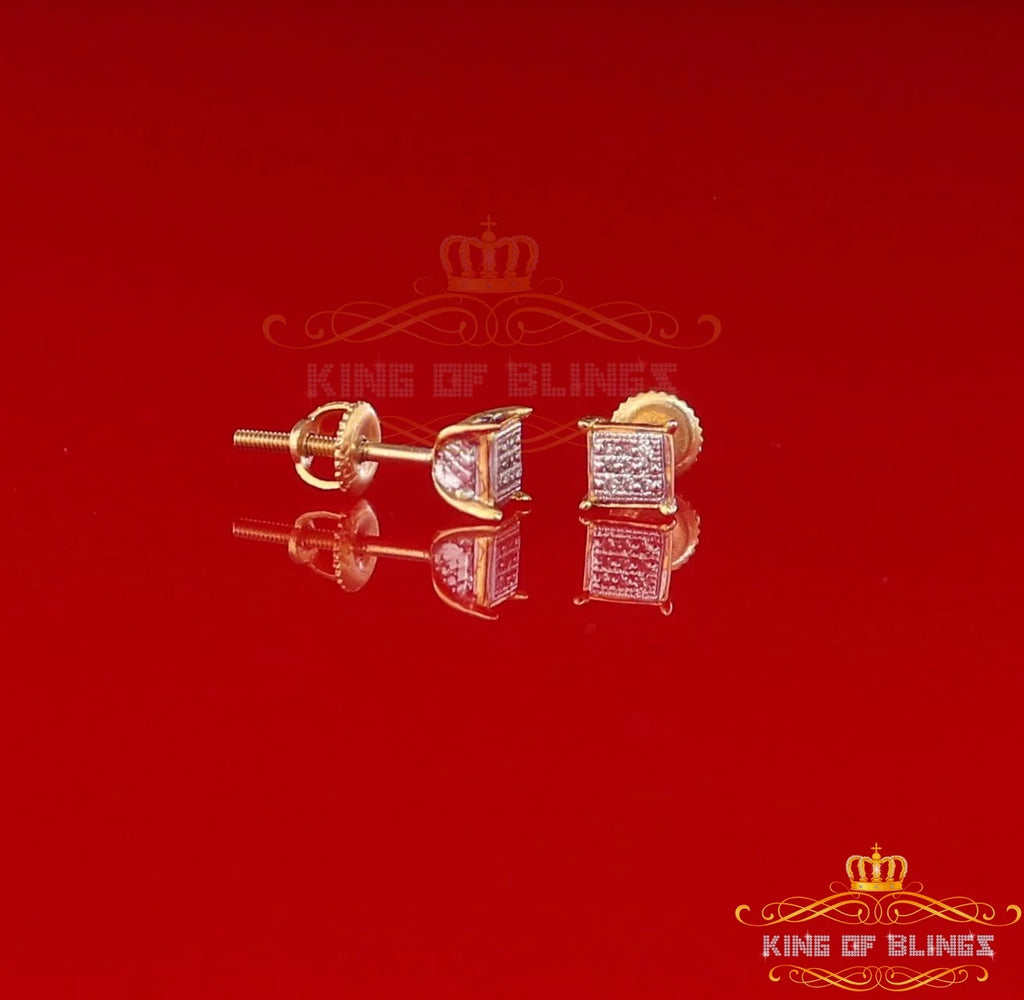 10K Real Yellow Gold Square Stud Earring O47001