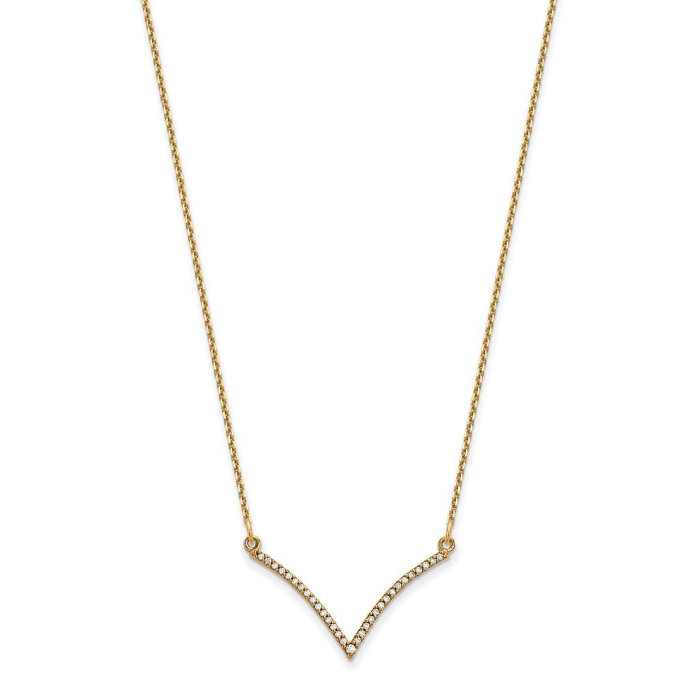 14K Yellow Gold Diamond V Necklace D2832